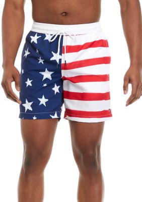 Sprede fordøjelse grit Crown & Ivy™ Printed Color Block American Flag Swim Trunks | belk