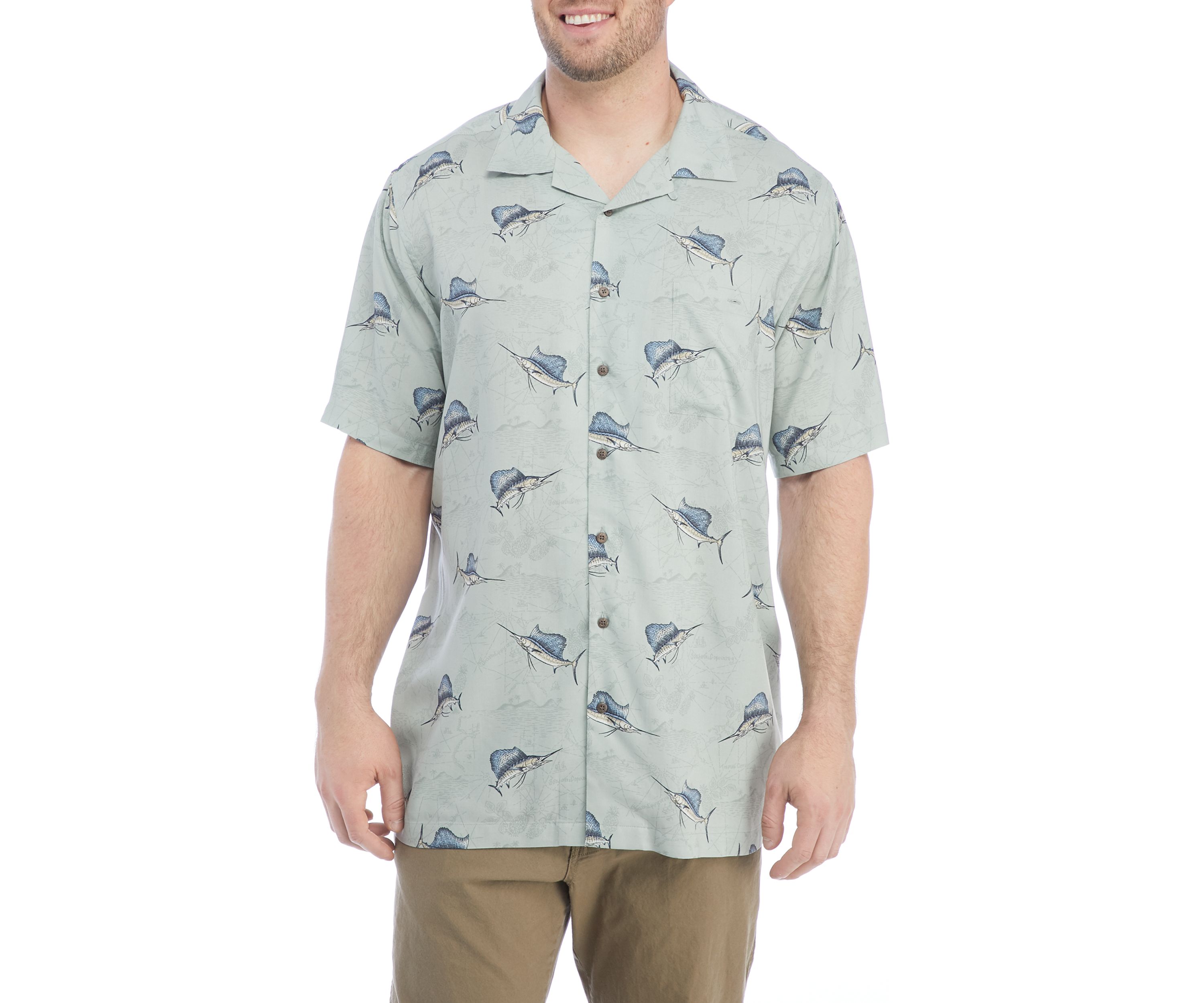 Big & Tall Short Sleeve Iron Gray Button-Down Shirt 