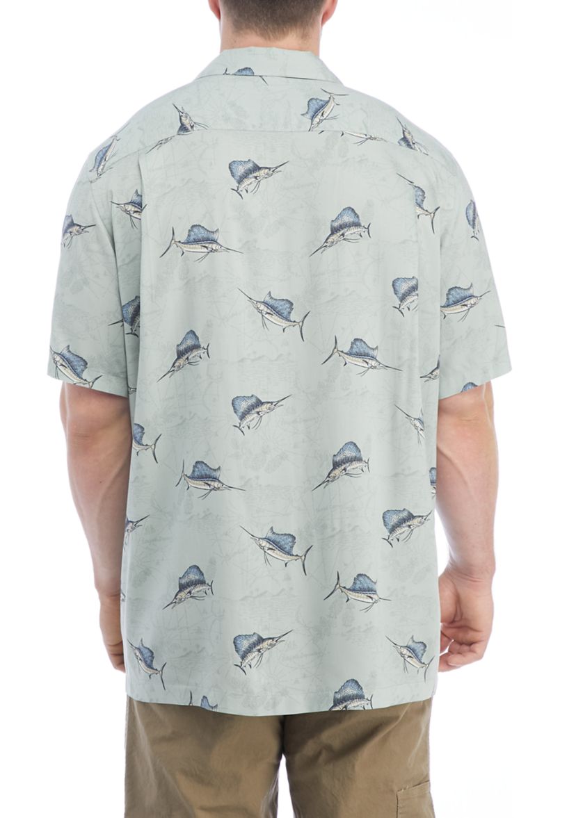 Big & Tall Short Sleeve Iron Gray Button-Down Shirt 
