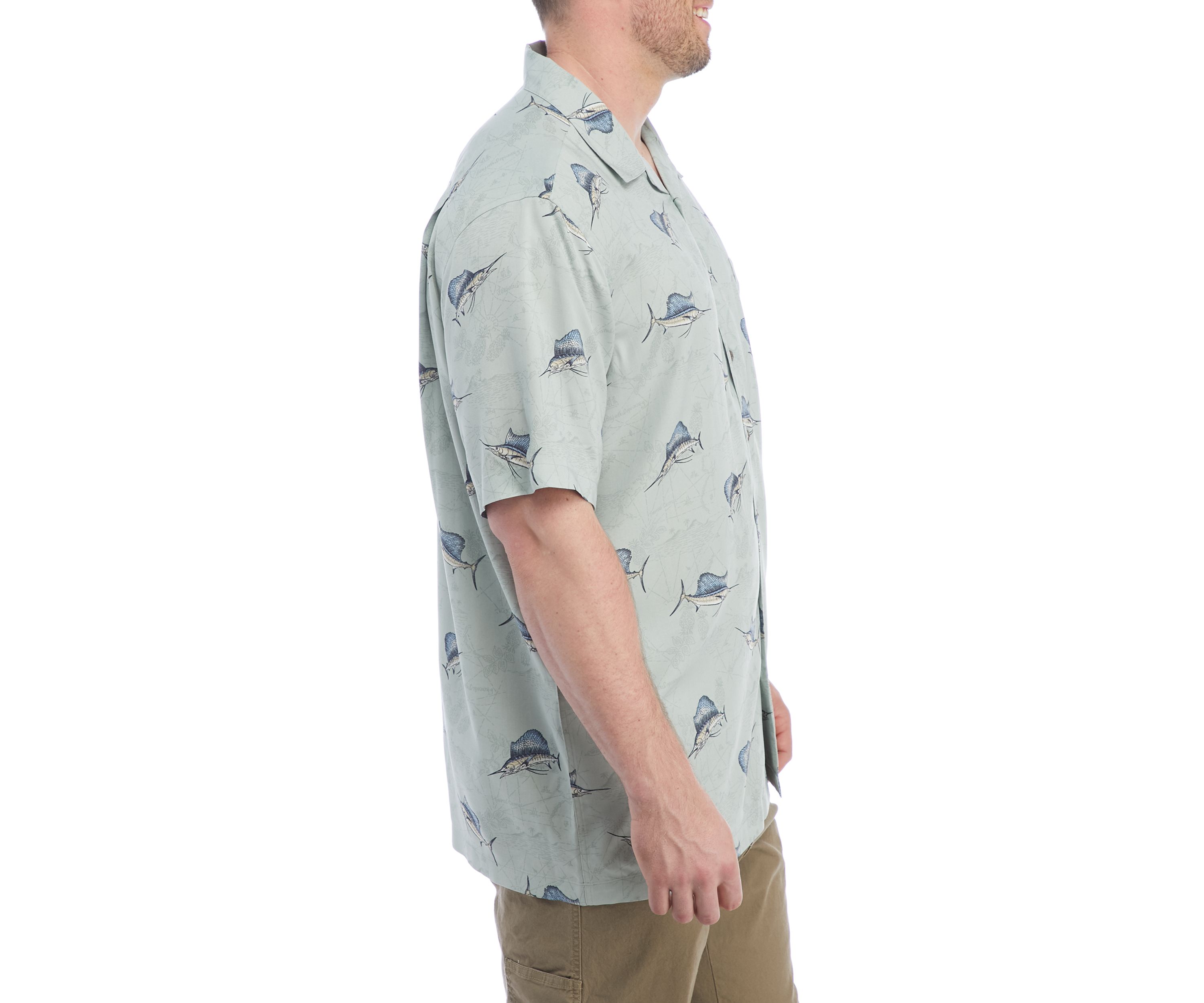 Big & Tall Short Sleeve Iron Gray Button-Down Shirt 