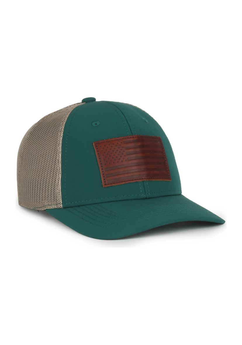 Leather Flag Badge Cap