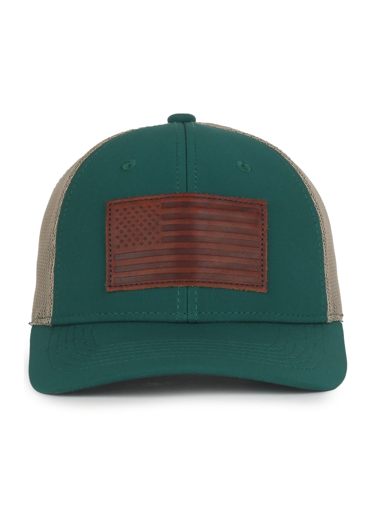 Leather Flag Badge Cap