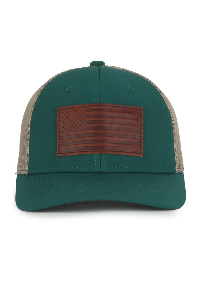 Leather Flag Badge Cap