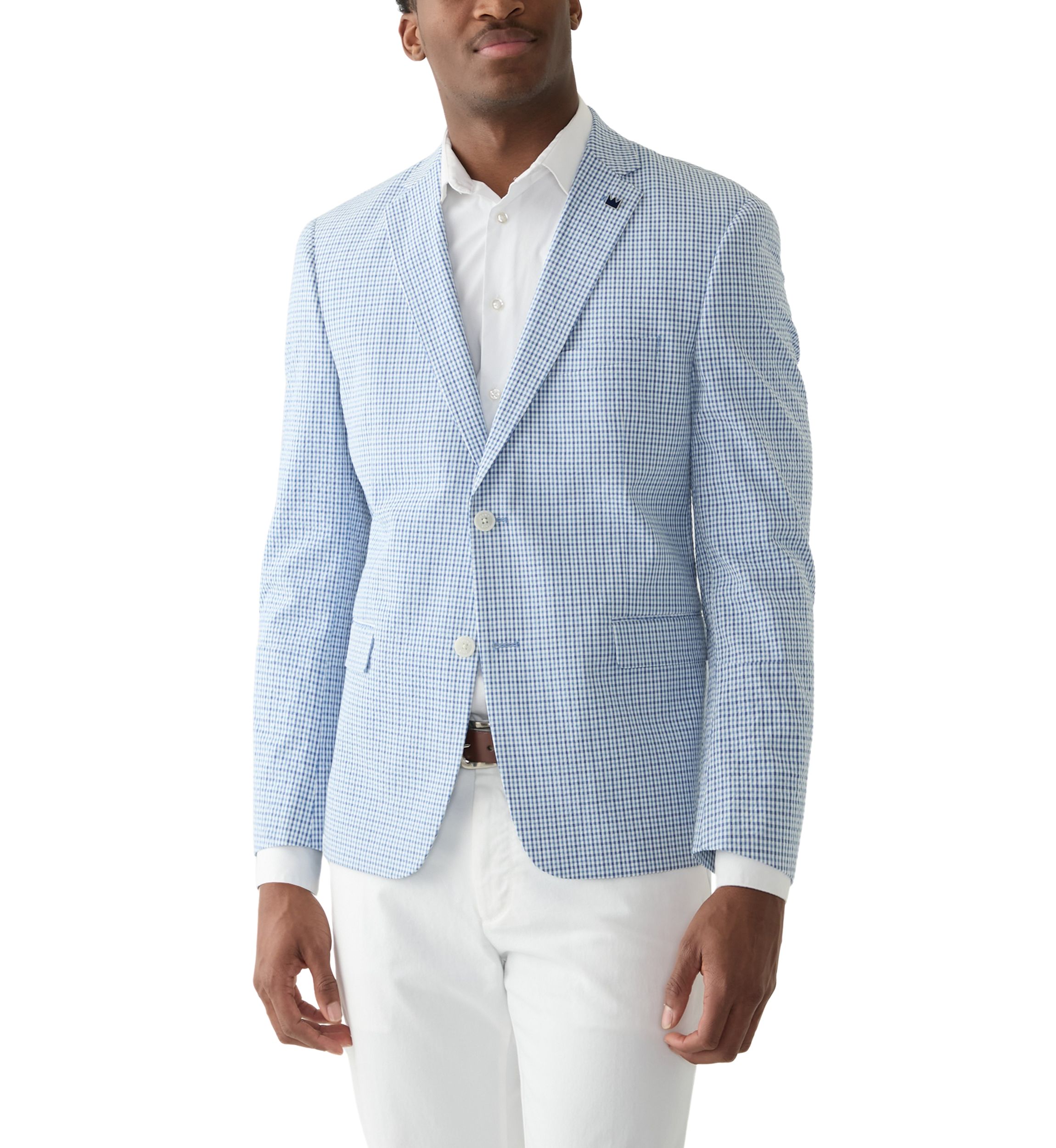 Chambray Seersucker Check Suit Separate Jacket