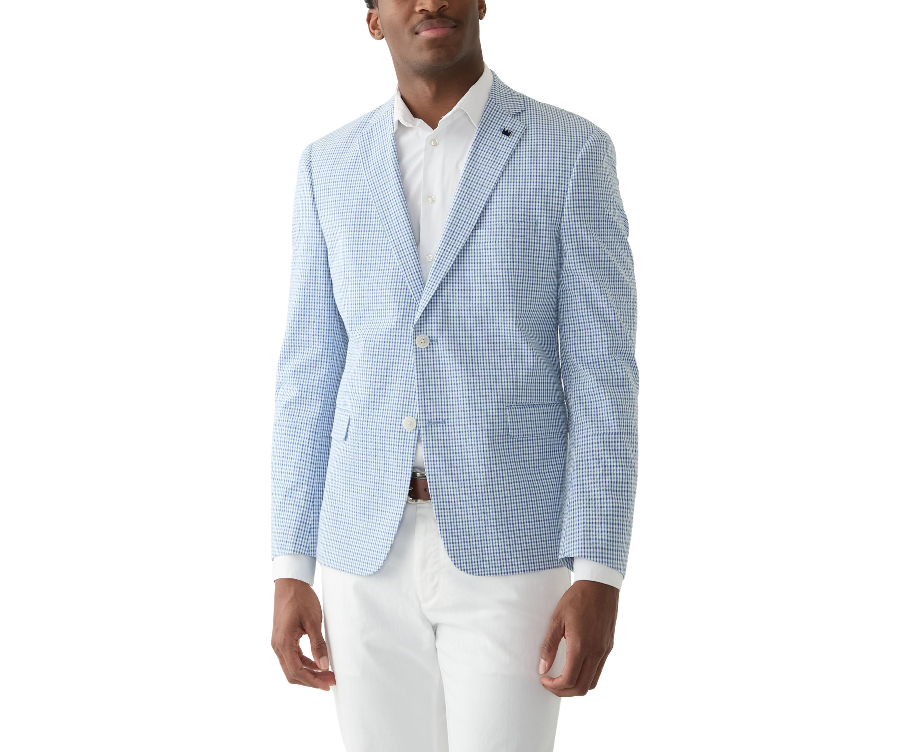 Chambray Seersucker Check Suit Separate Jacket