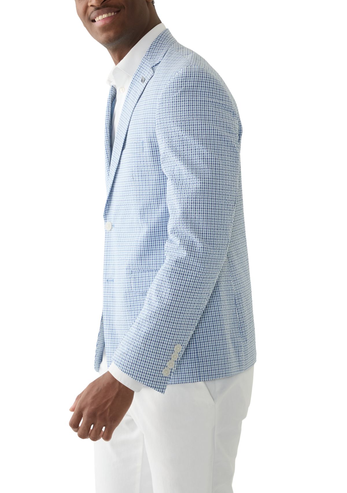 Chambray Seersucker Check Suit Separate Jacket