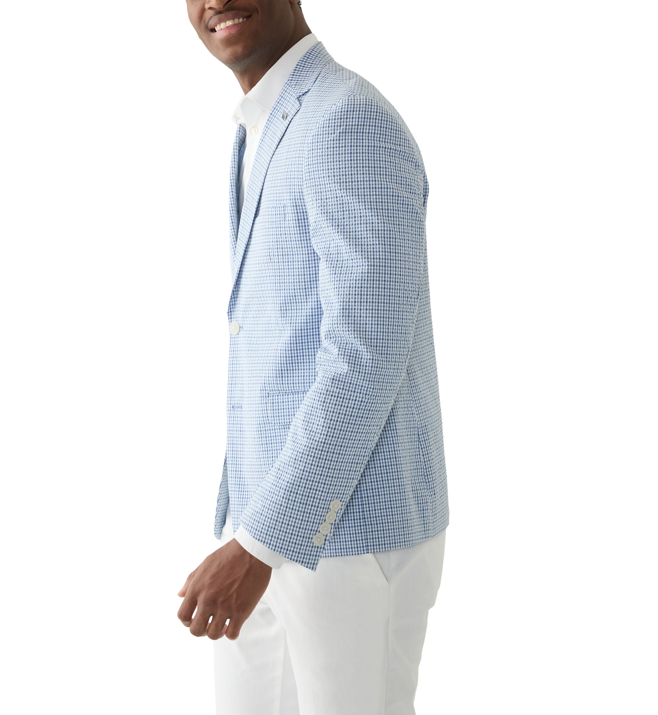 Chambray Seersucker Check Suit Separate Jacket