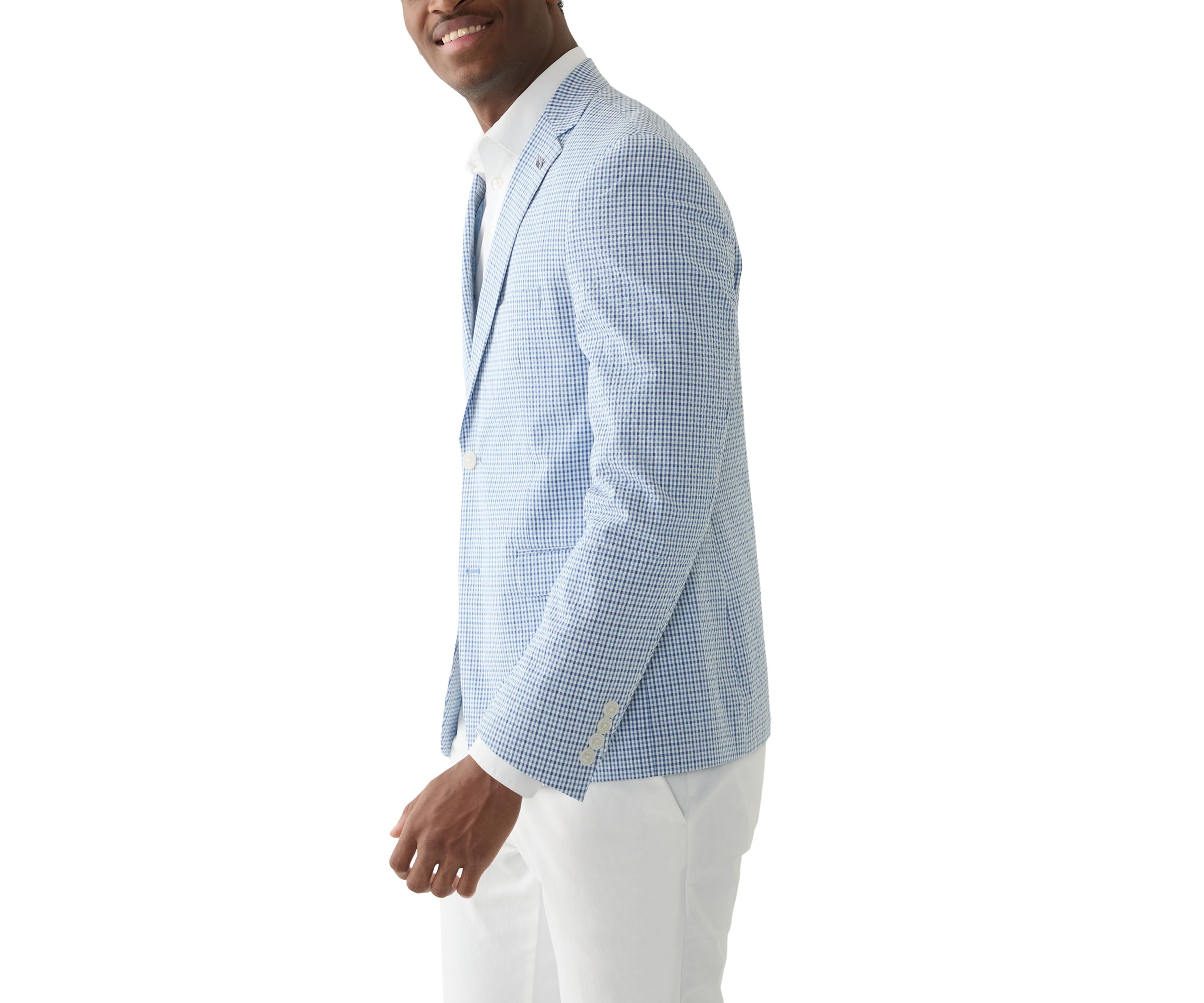 Chambray Seersucker Check Suit Separate Jacket