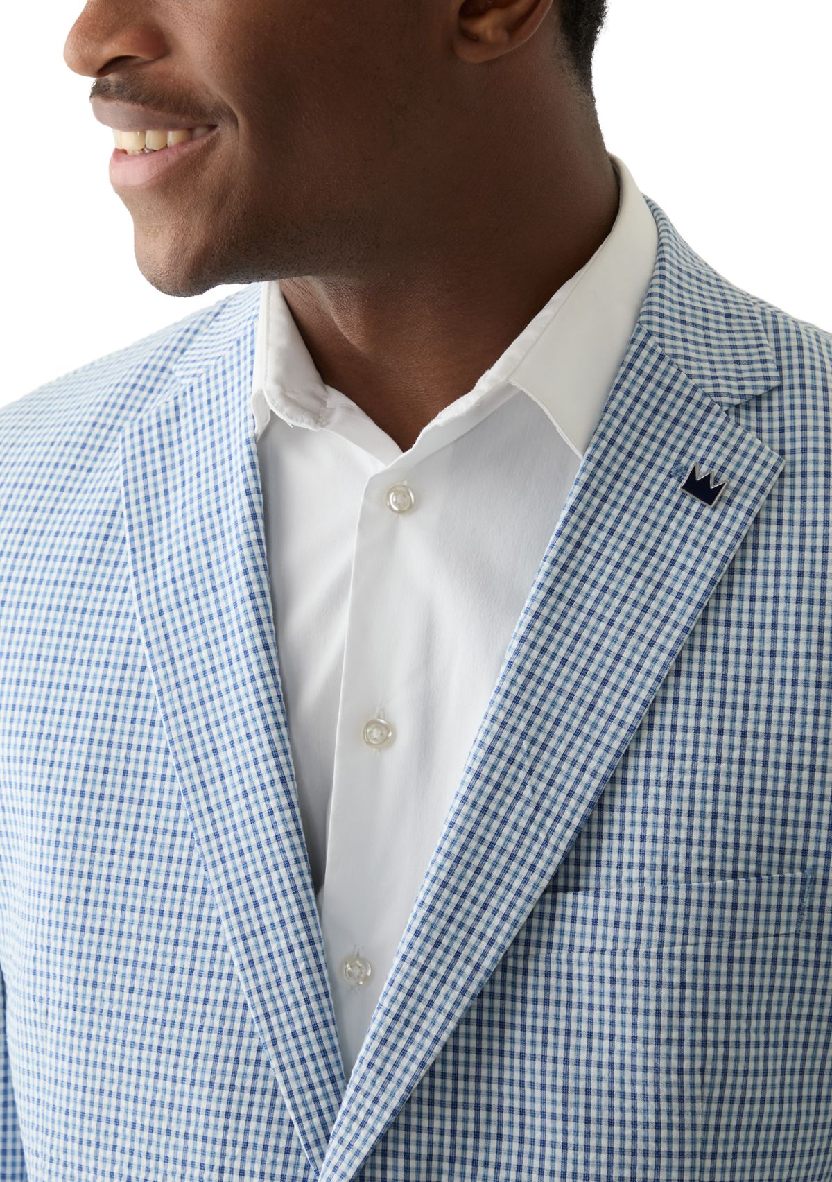 Chambray Seersucker Check Suit Separate Jacket