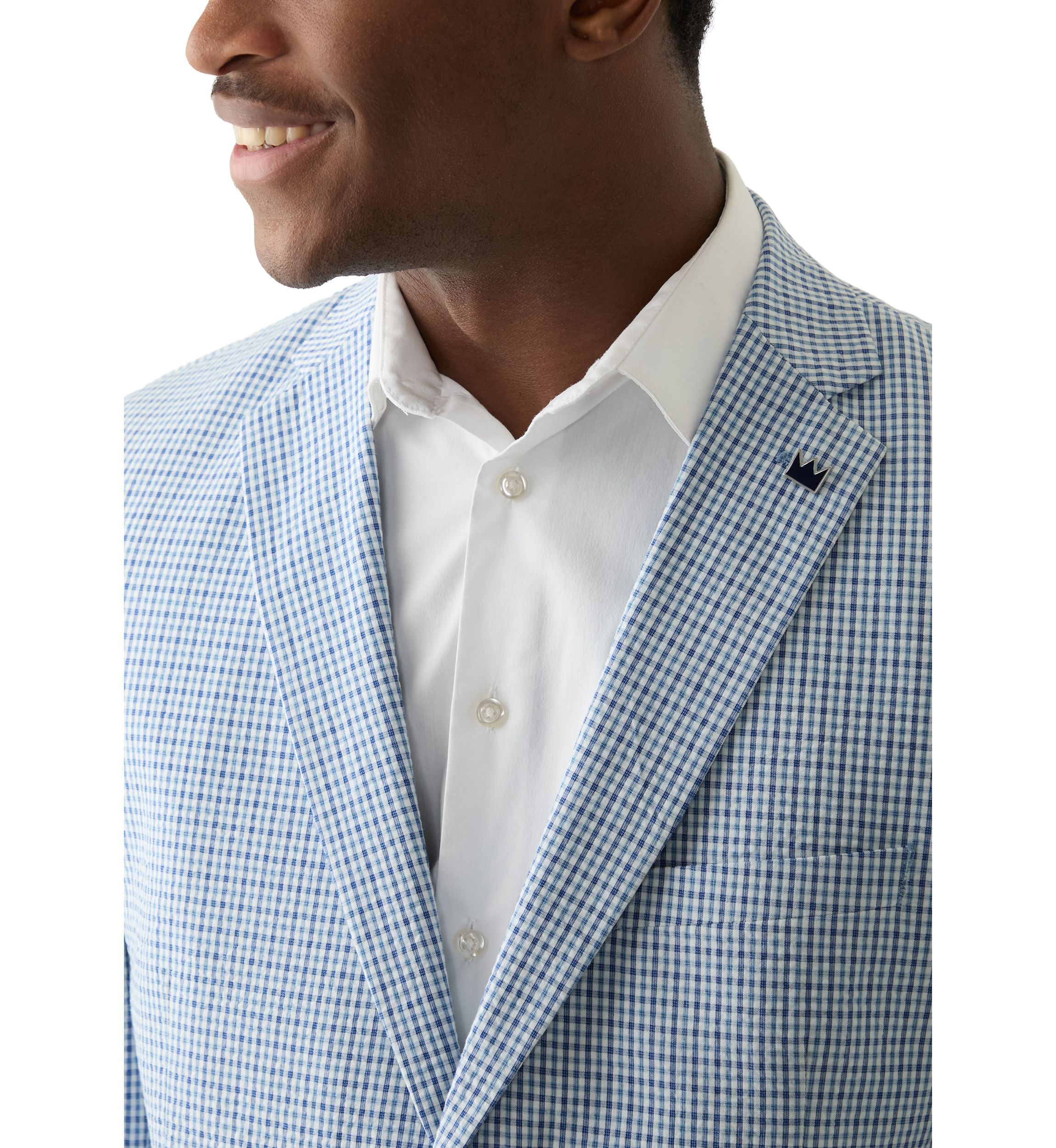 Chambray Seersucker Check Suit Separate Jacket