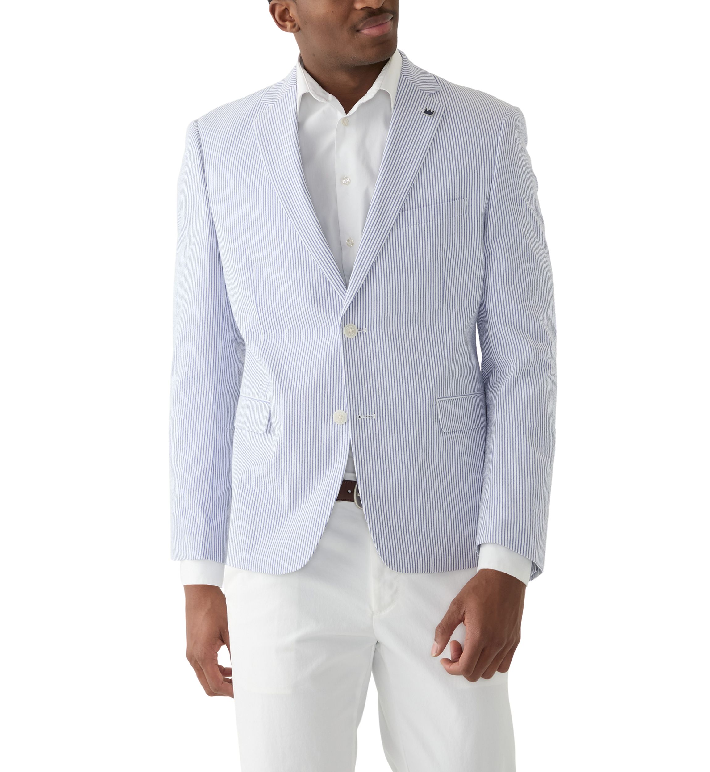 Chambray Seersucker Stripe Suit Separate Jacket