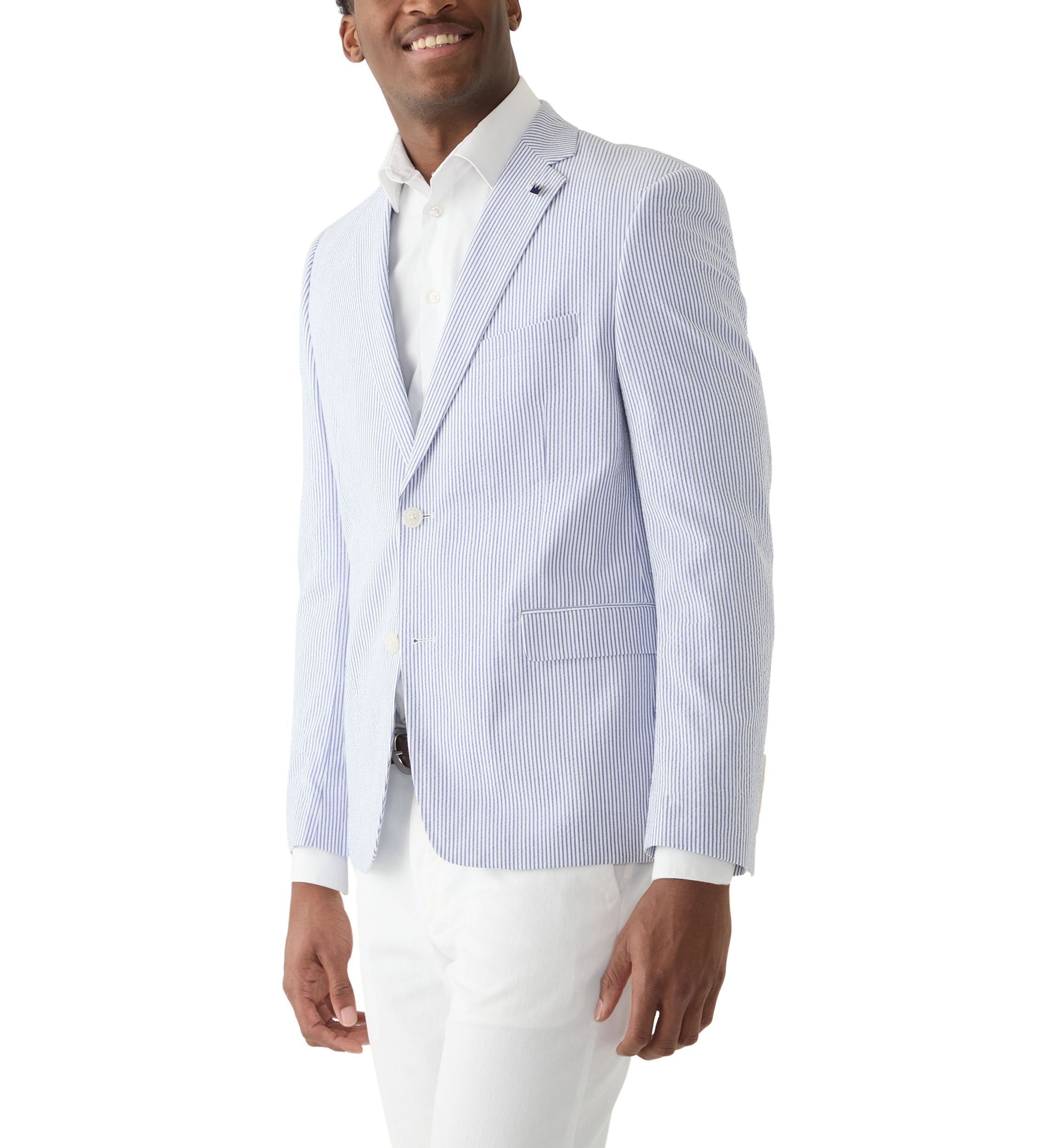 Chambray Seersucker Stripe Suit Separate Jacket