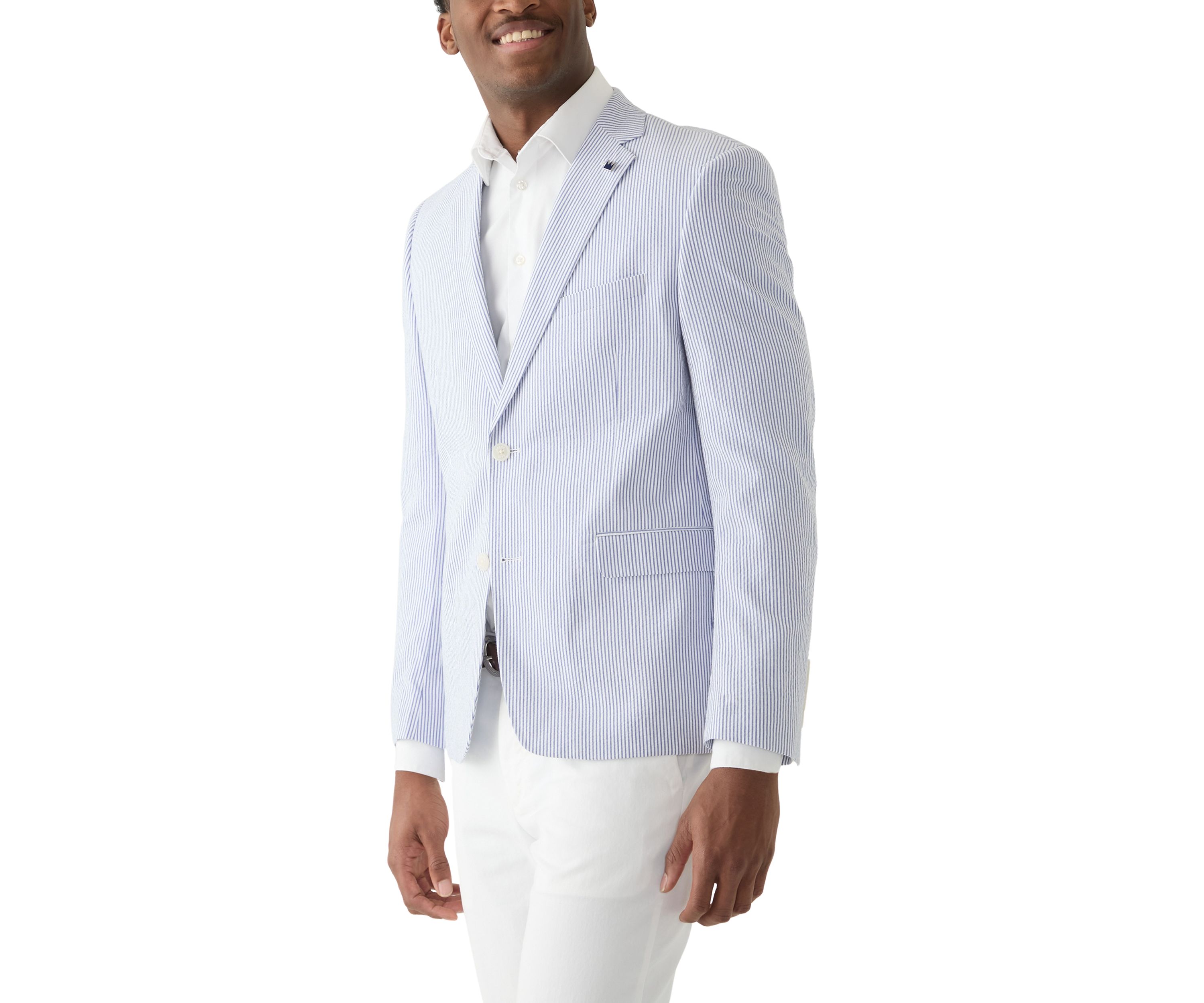 Chambray Seersucker Stripe Suit Separate Jacket