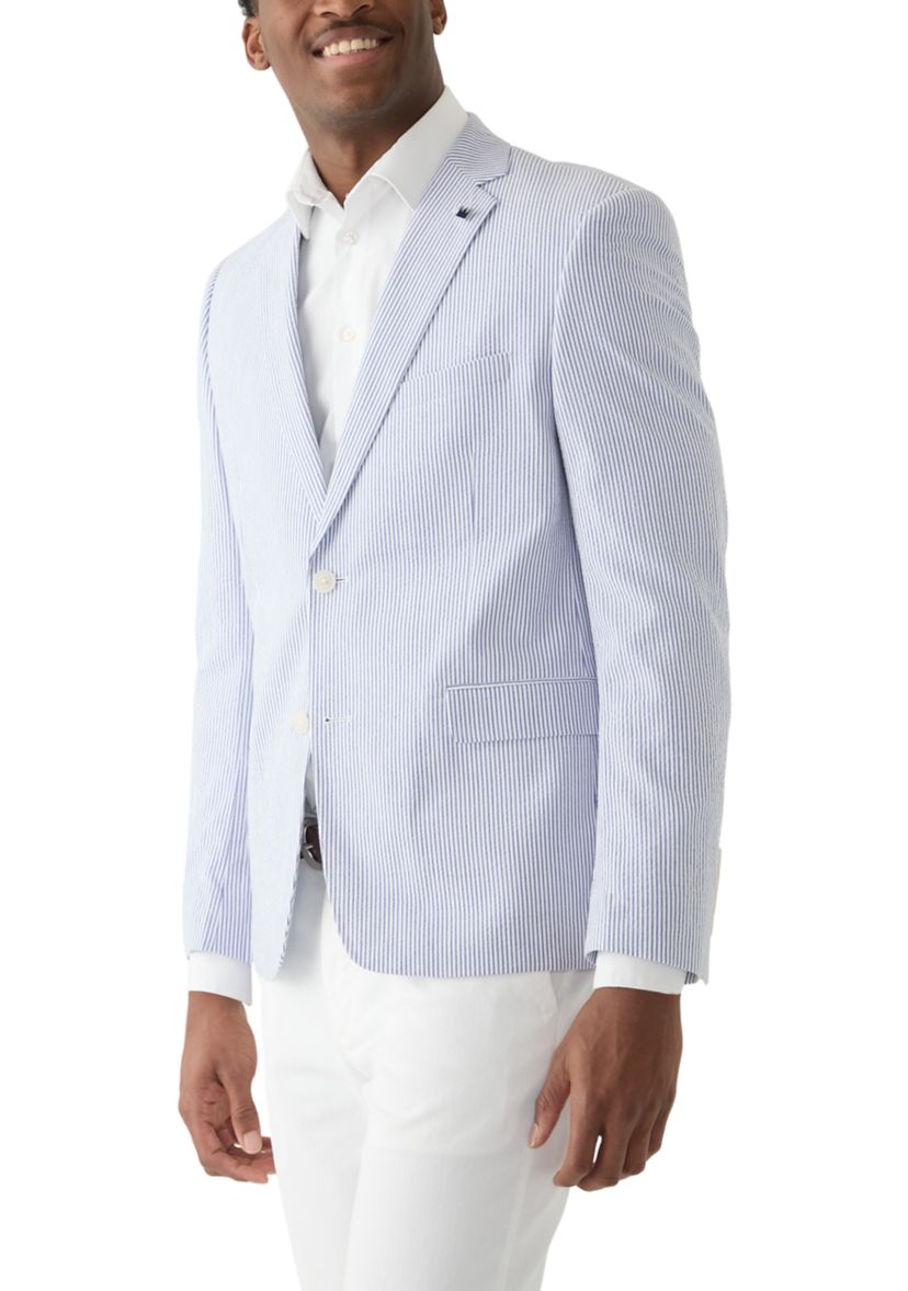 Chambray Seersucker Stripe Suit Separate Jacket