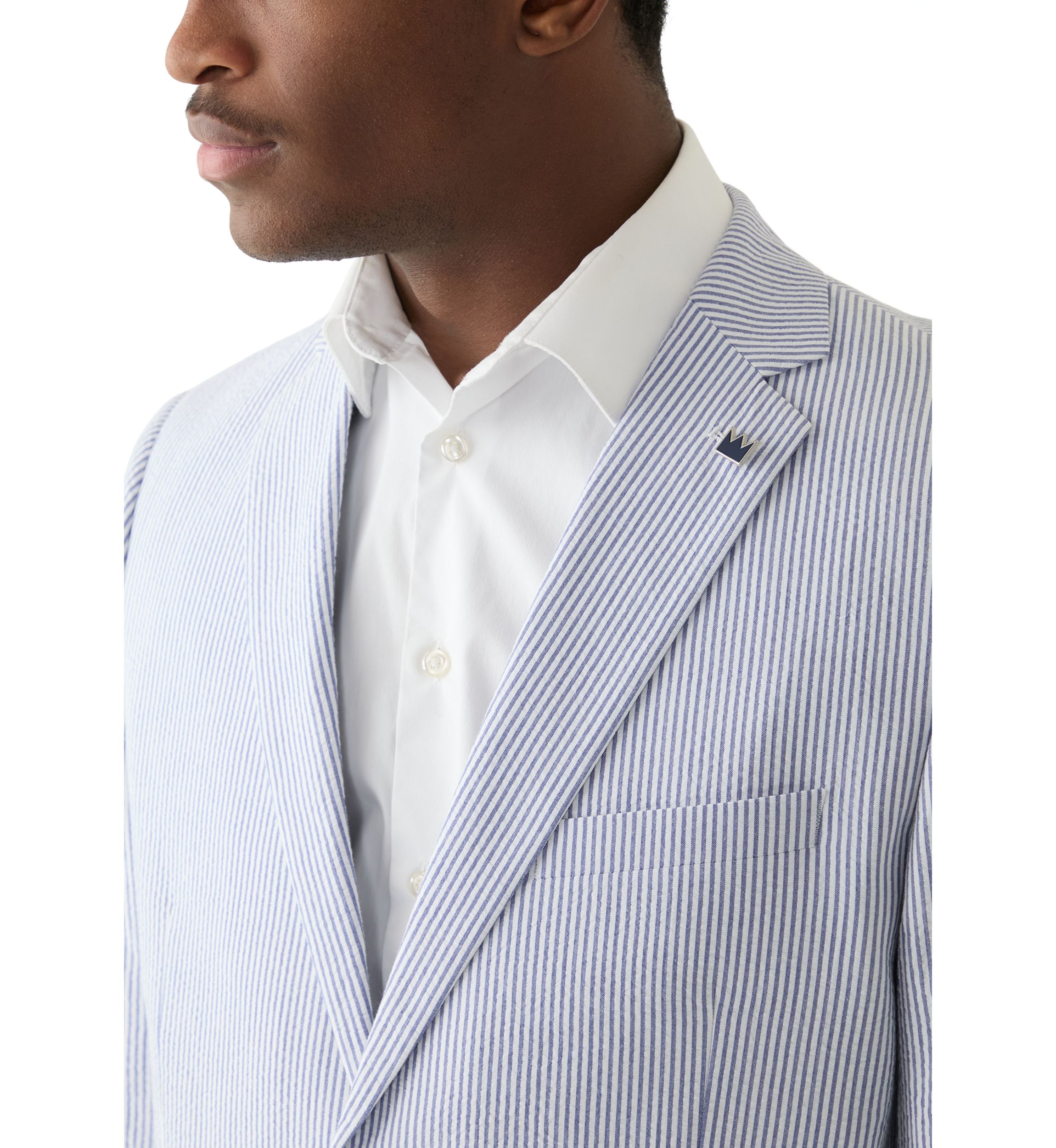 Chambray Seersucker Stripe Suit Separate Jacket