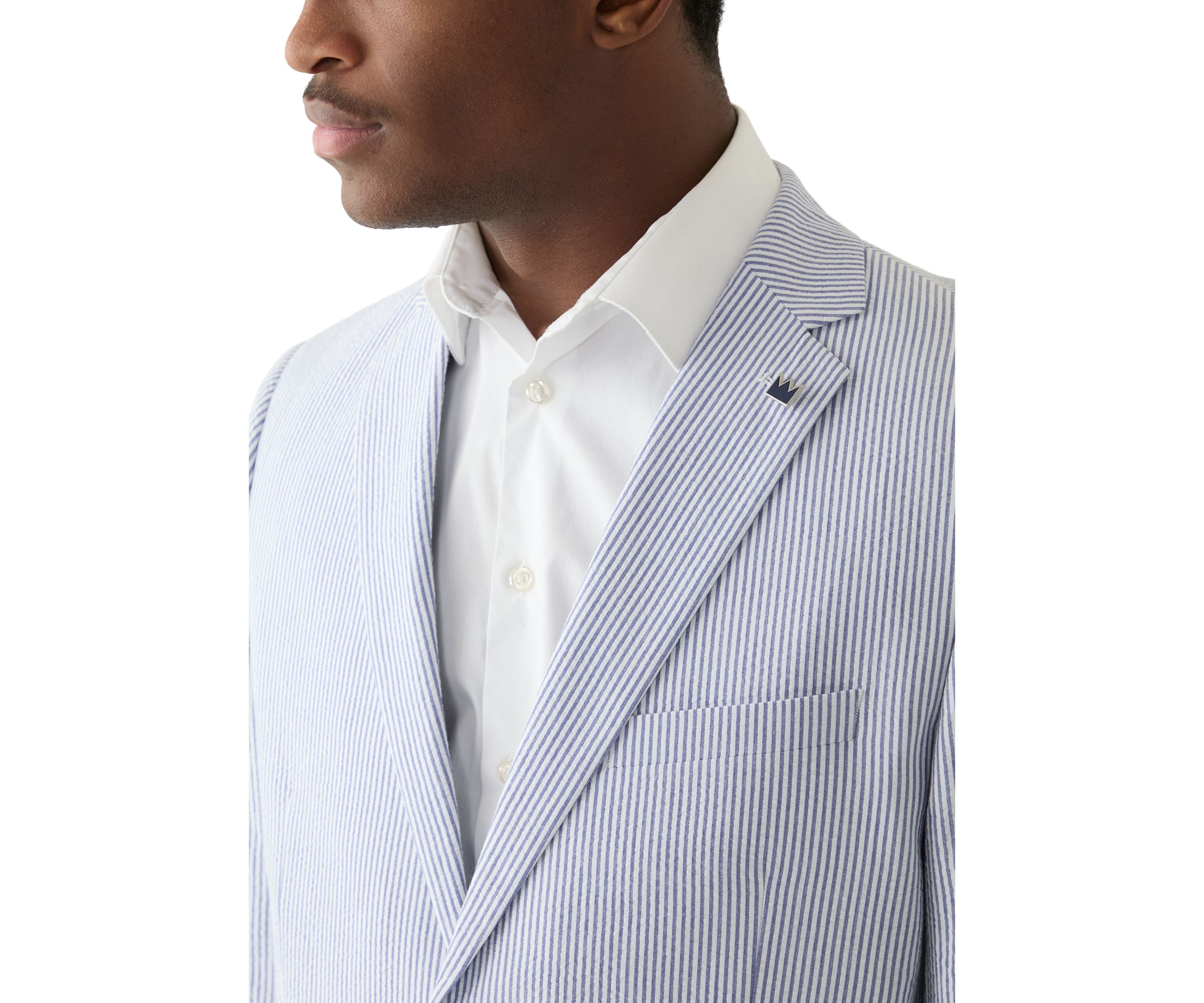 Chambray Seersucker Stripe Suit Separate Jacket