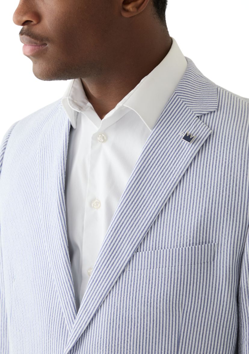 Chambray Seersucker Stripe Suit Separate Jacket