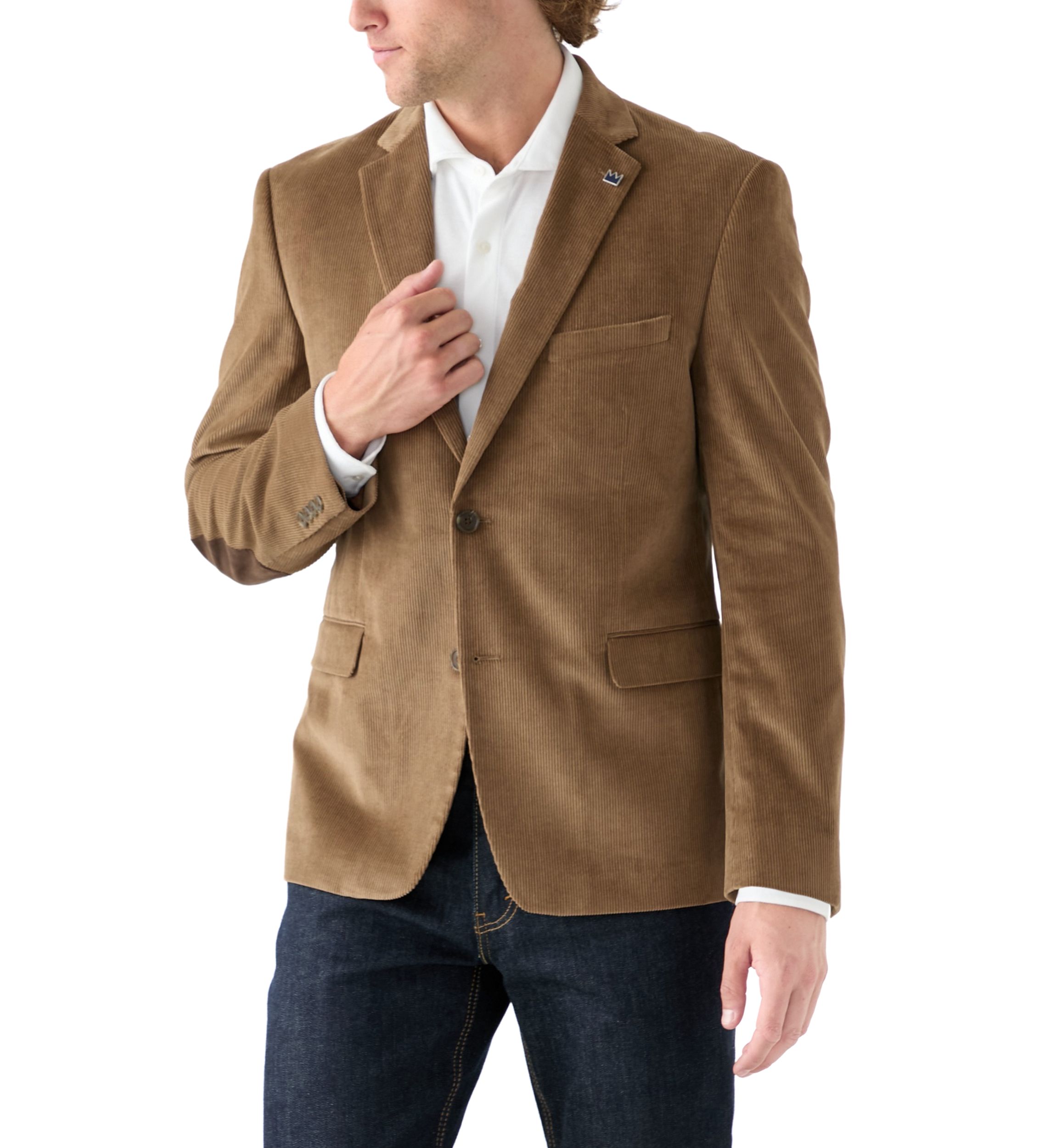 Mens Corduroy Sport Coat with Faux Suede Elbow Patch