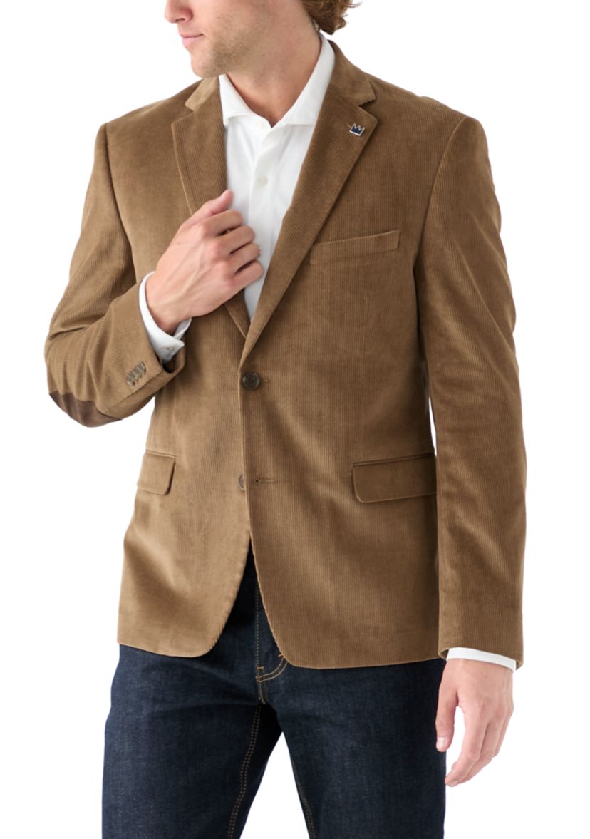 Mens Corduroy Sport Coat with Faux Suede Elbow Patch