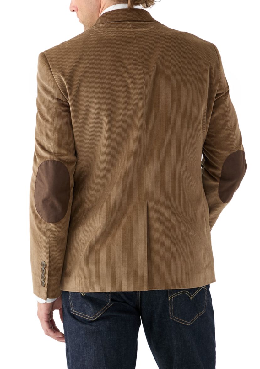 Mens Corduroy Sport Coat with Faux Suede Elbow Patch