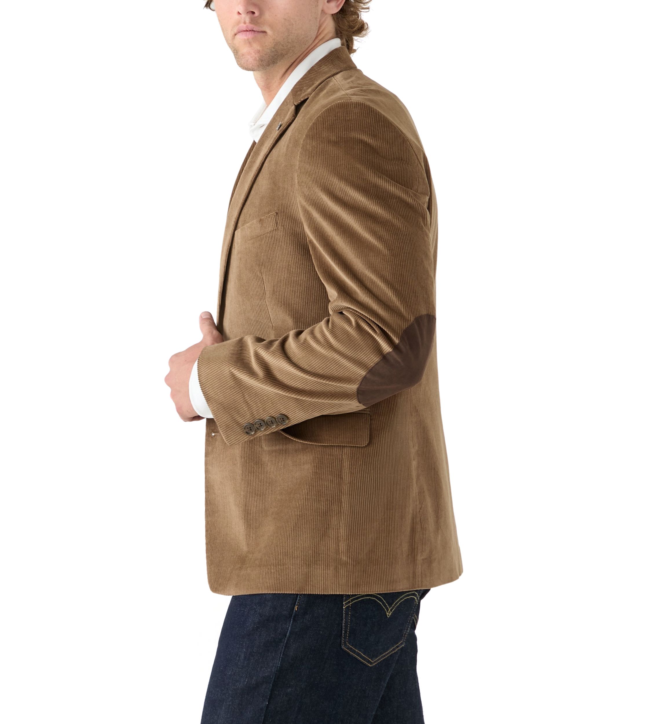 Mens Corduroy Sport Coat with Faux Suede Elbow Patch