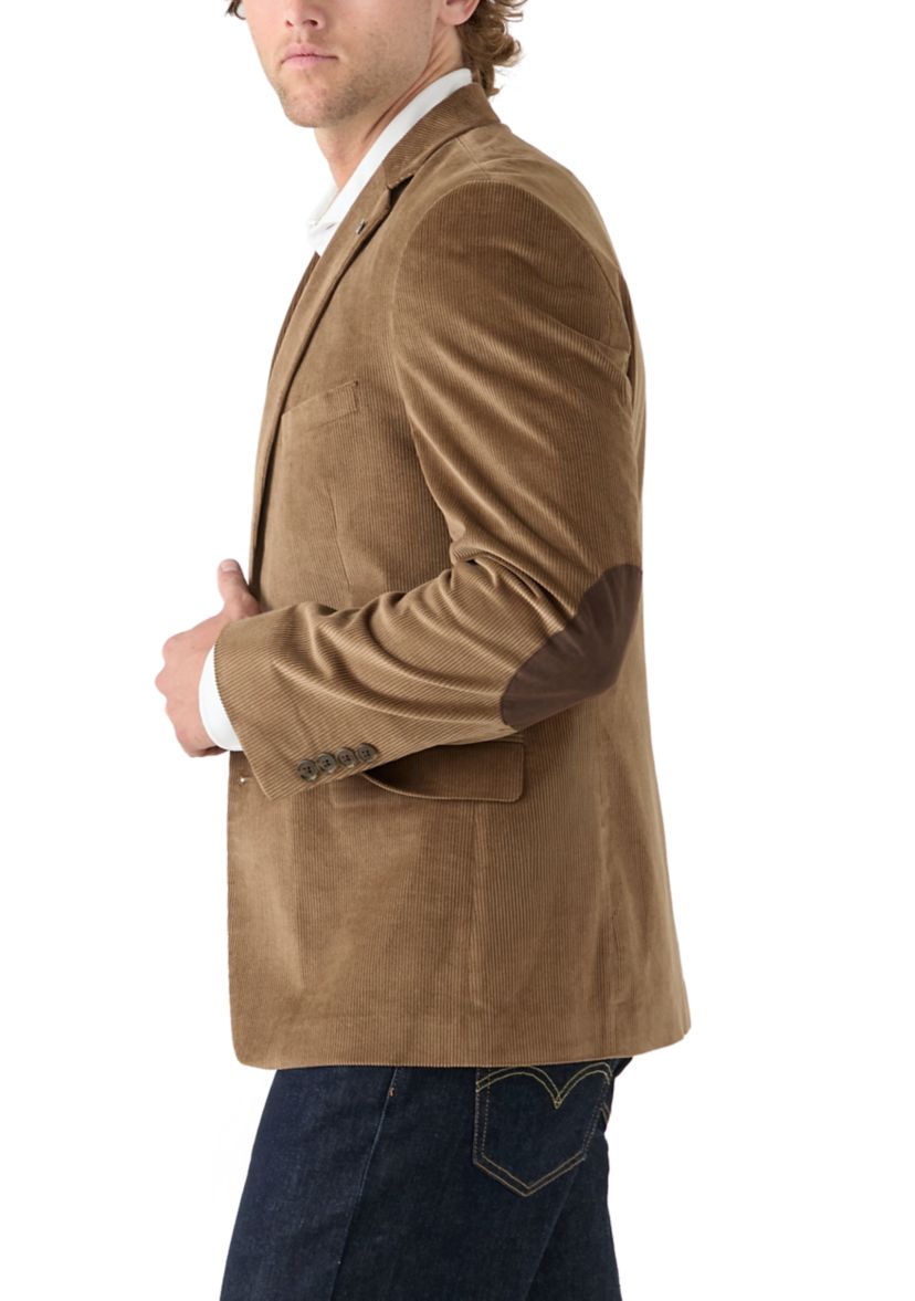 Mens Corduroy Sport Coat with Faux Suede Elbow Patch