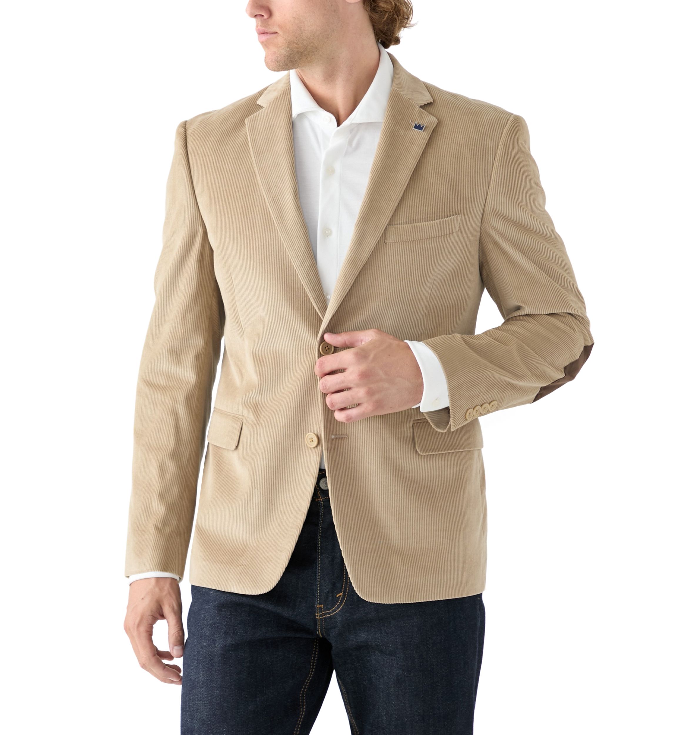 Mens Corduroy Sport Coat with Faux Suede Elbow Patch