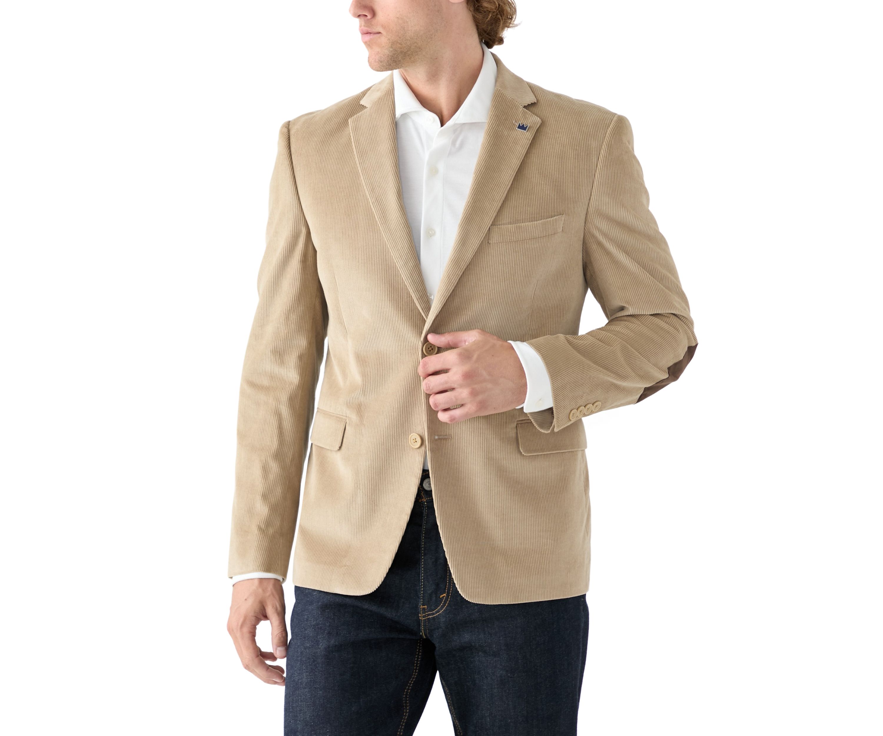 Mens Corduroy Sport Coat with Faux Suede Elbow Patch