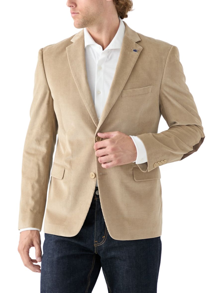 Mens Corduroy Sport Coat with Faux Suede Elbow Patch