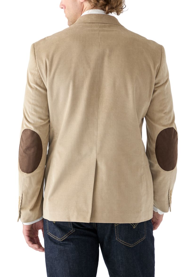Mens Corduroy Sport Coat with Faux Suede Elbow Patch
