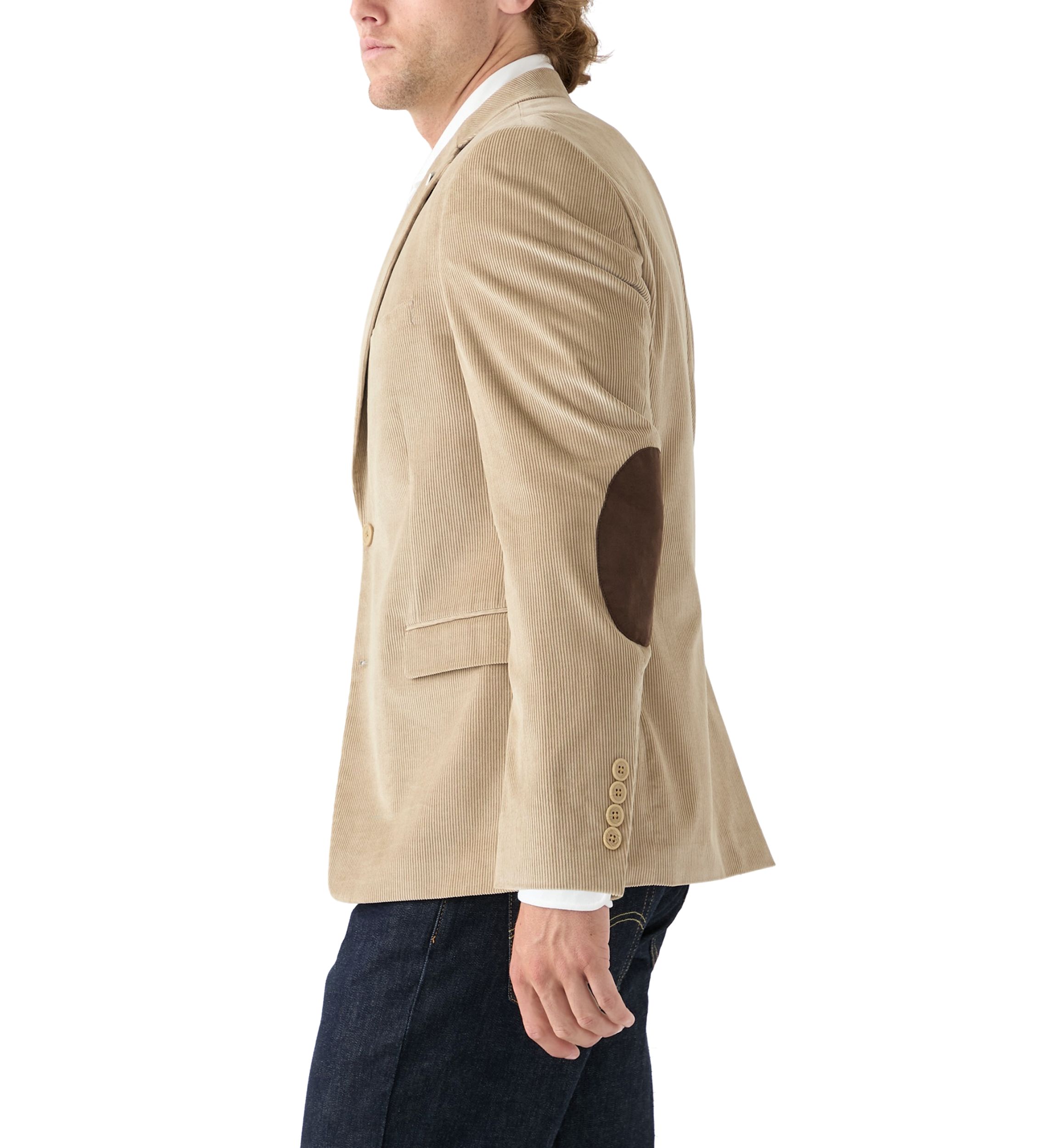 Mens Corduroy Sport Coat with Faux Suede Elbow Patch