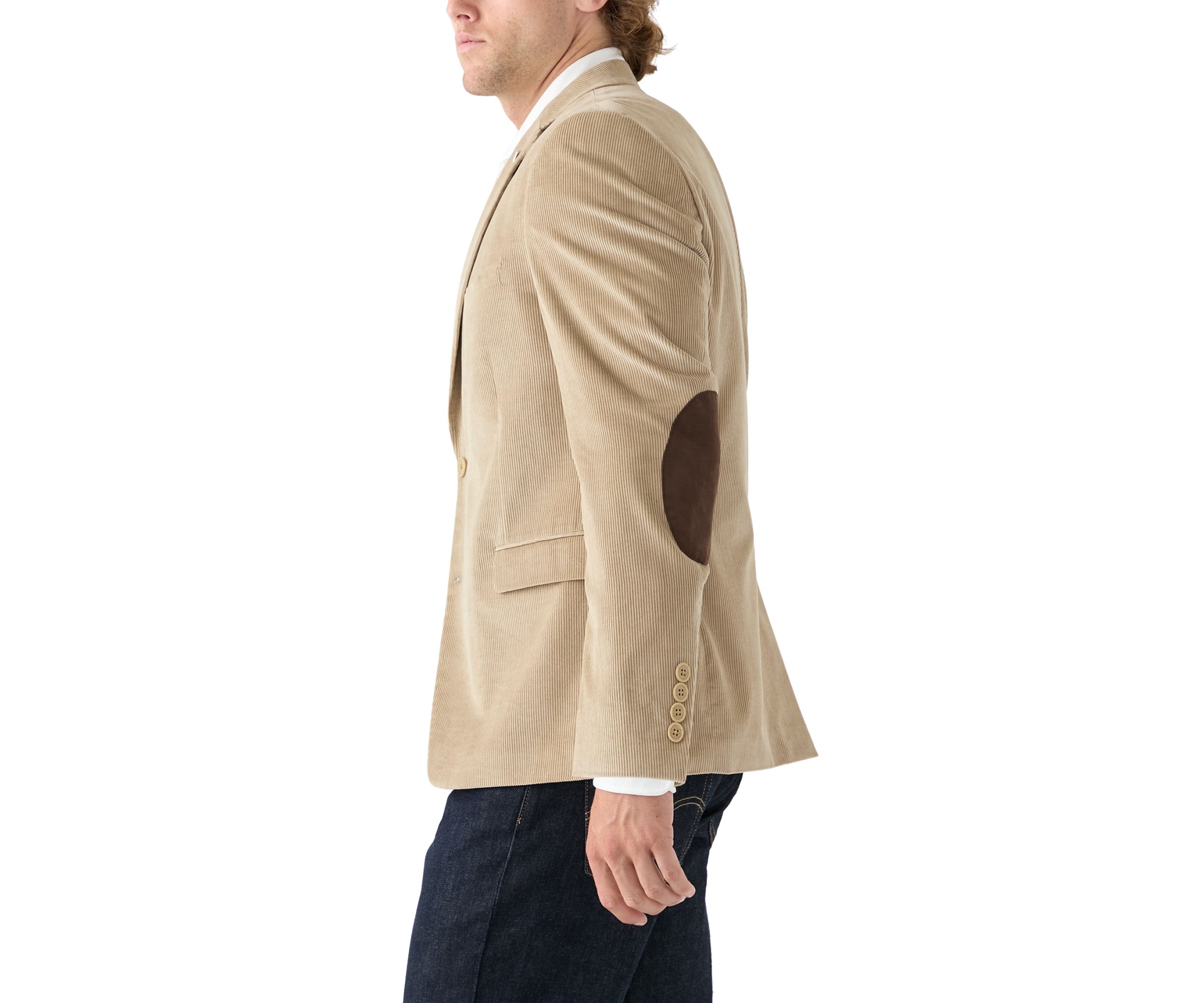 Mens Corduroy Sport Coat with Faux Suede Elbow Patch