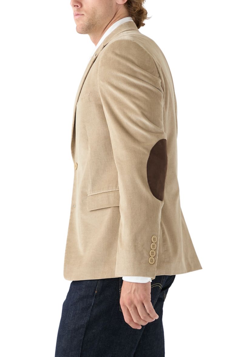 Mens Corduroy Sport Coat with Faux Suede Elbow Patch