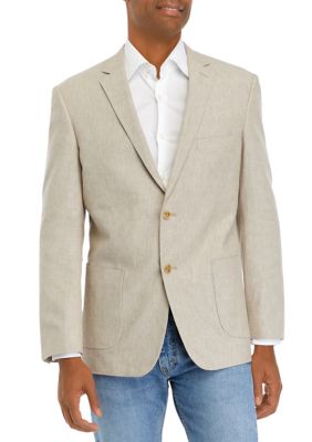 Tan Solid Linen Sportcoat