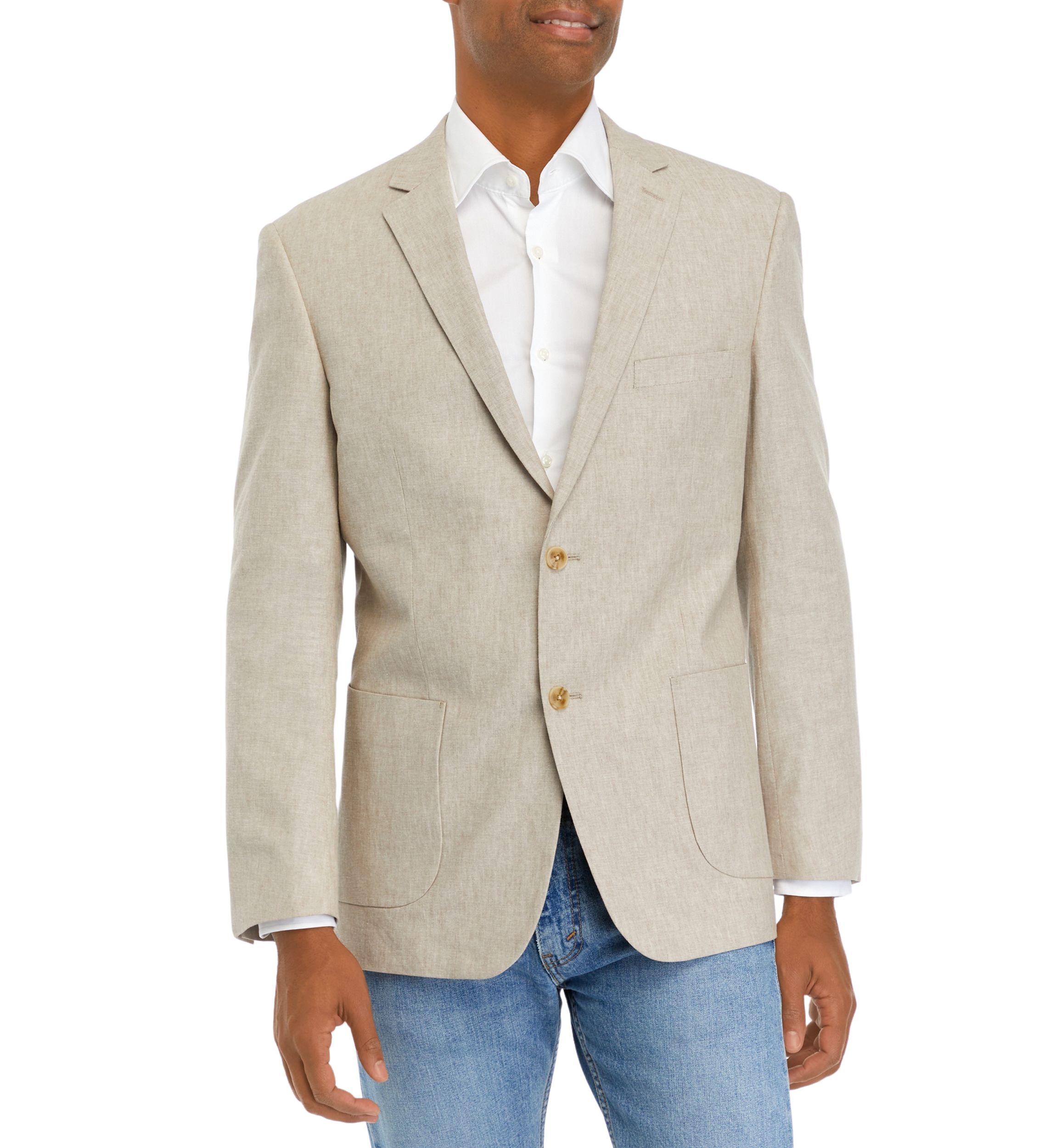 Tan Solid Linen Sportcoat