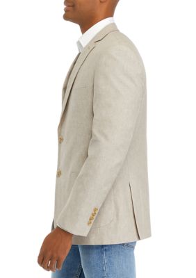 Tan Solid Linen Sportcoat