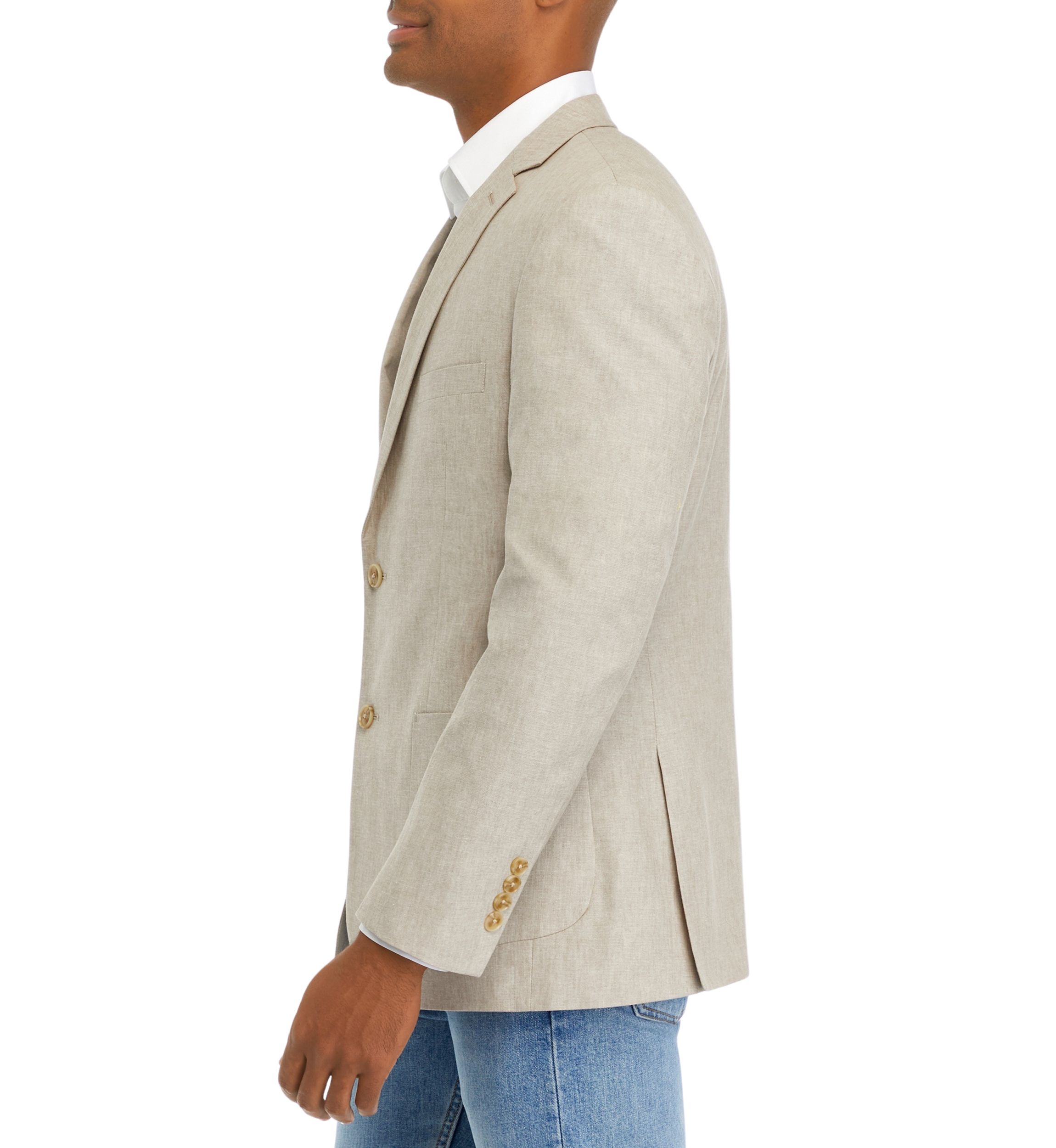 Tan Solid Linen Sportcoat