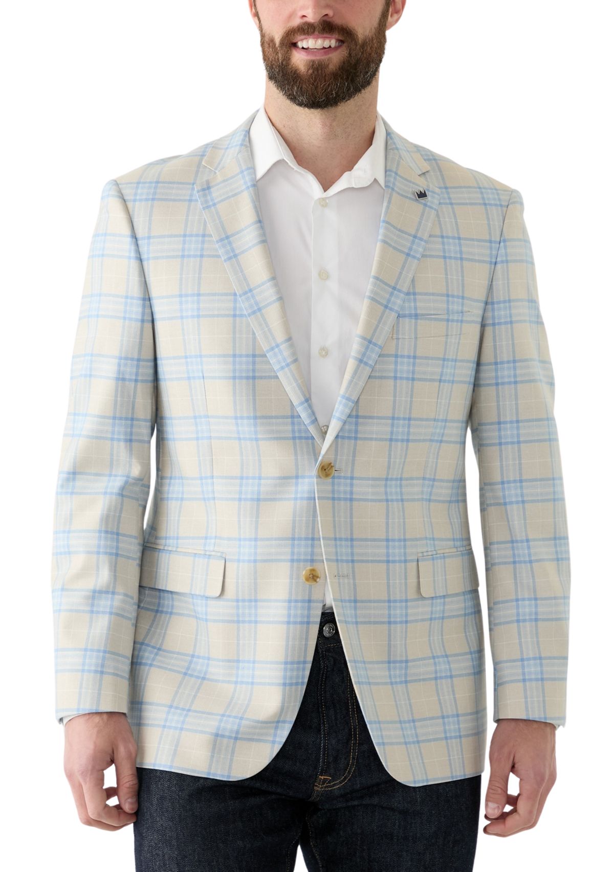 Big & Tall Plaid Printed Sportcoat