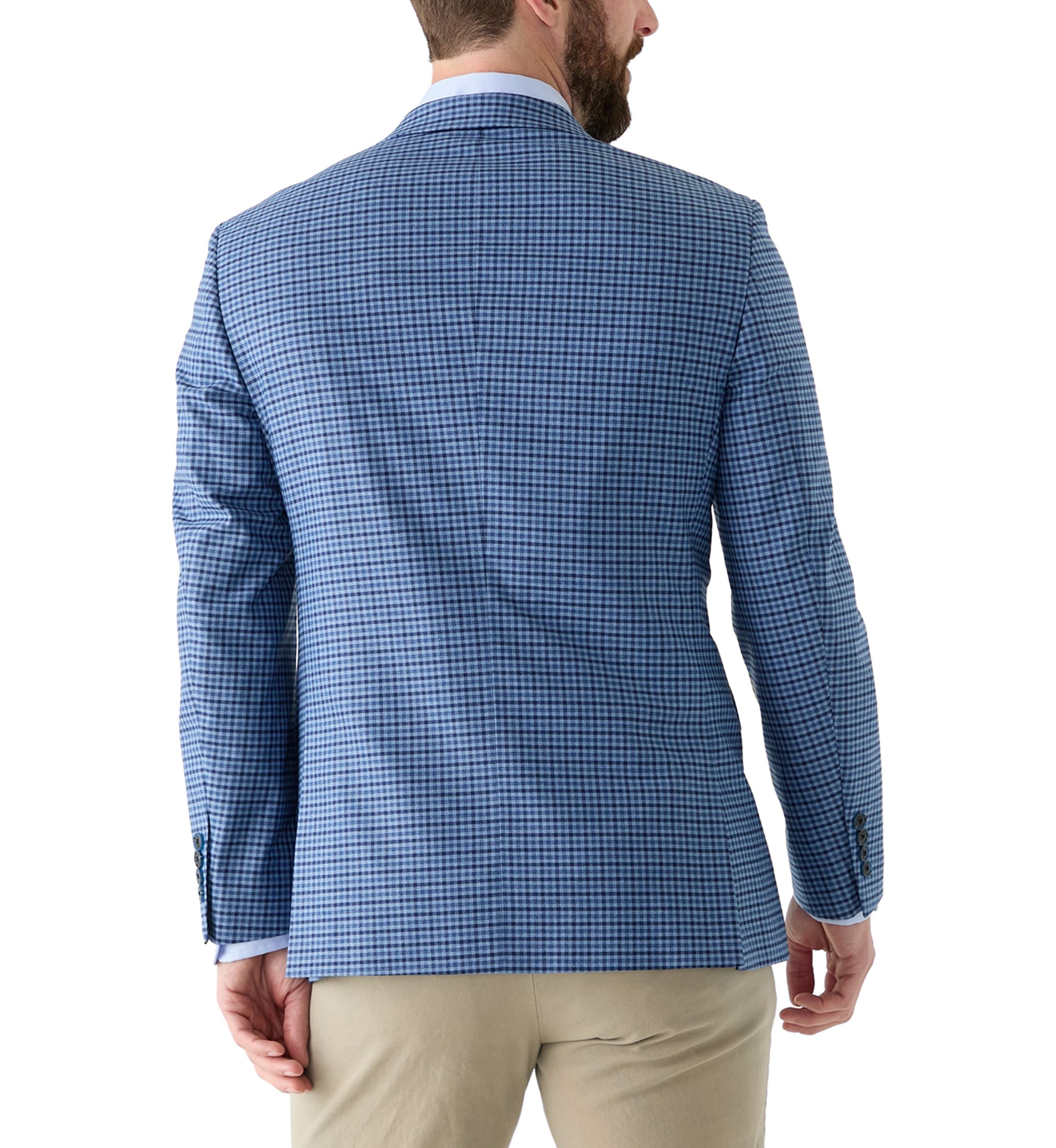 Navy Check Printed Suit Jacket