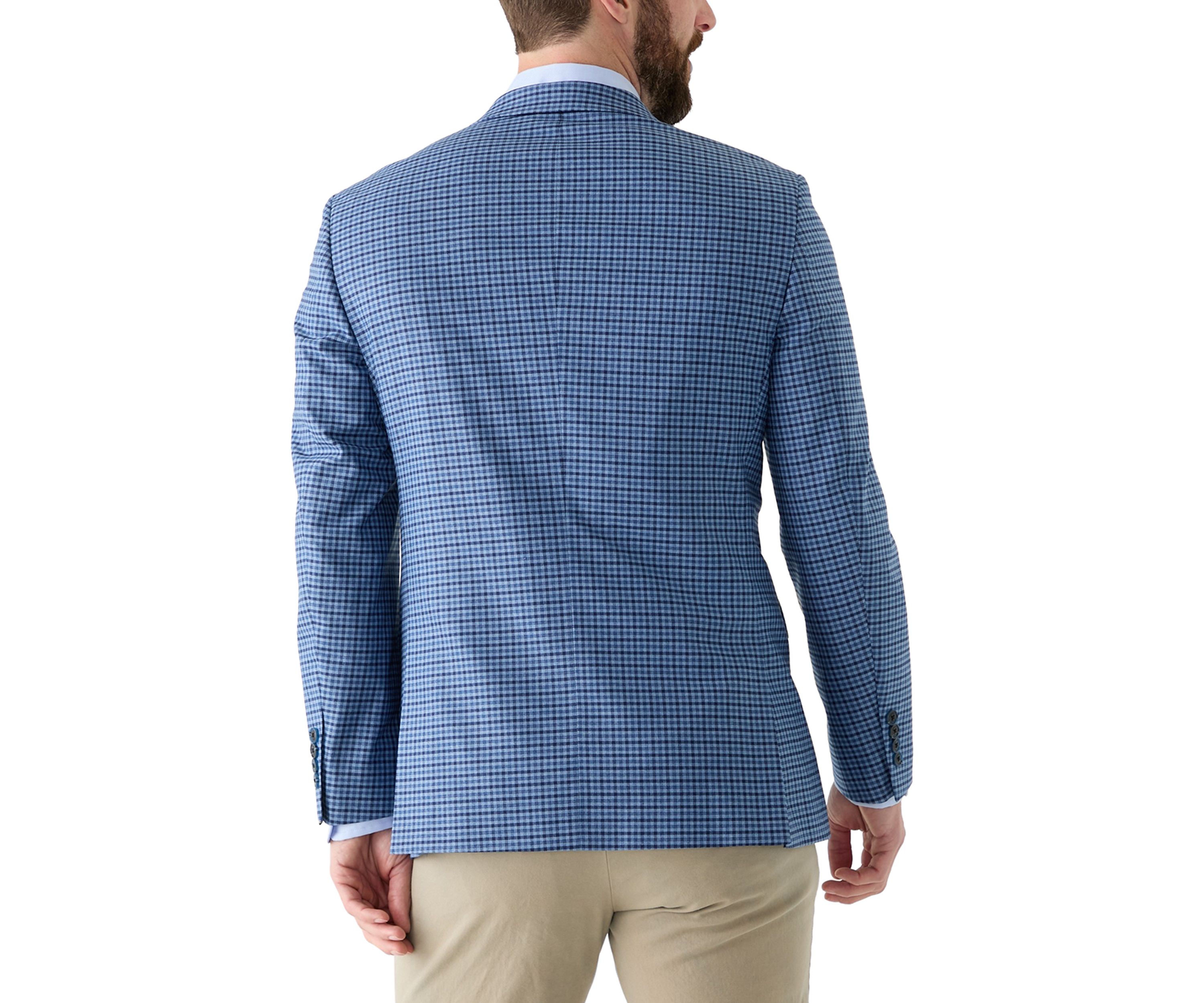 Navy Check Printed Suit Jacket