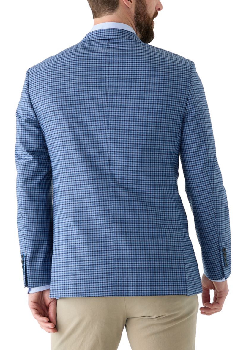 Navy Check Printed Suit Jacket
