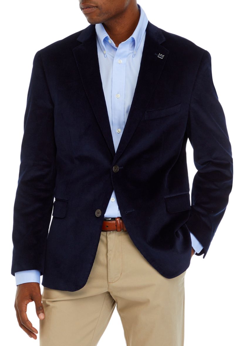 Navy Corduroy Sport Coat with Brown Faux Suede Elbow Patch