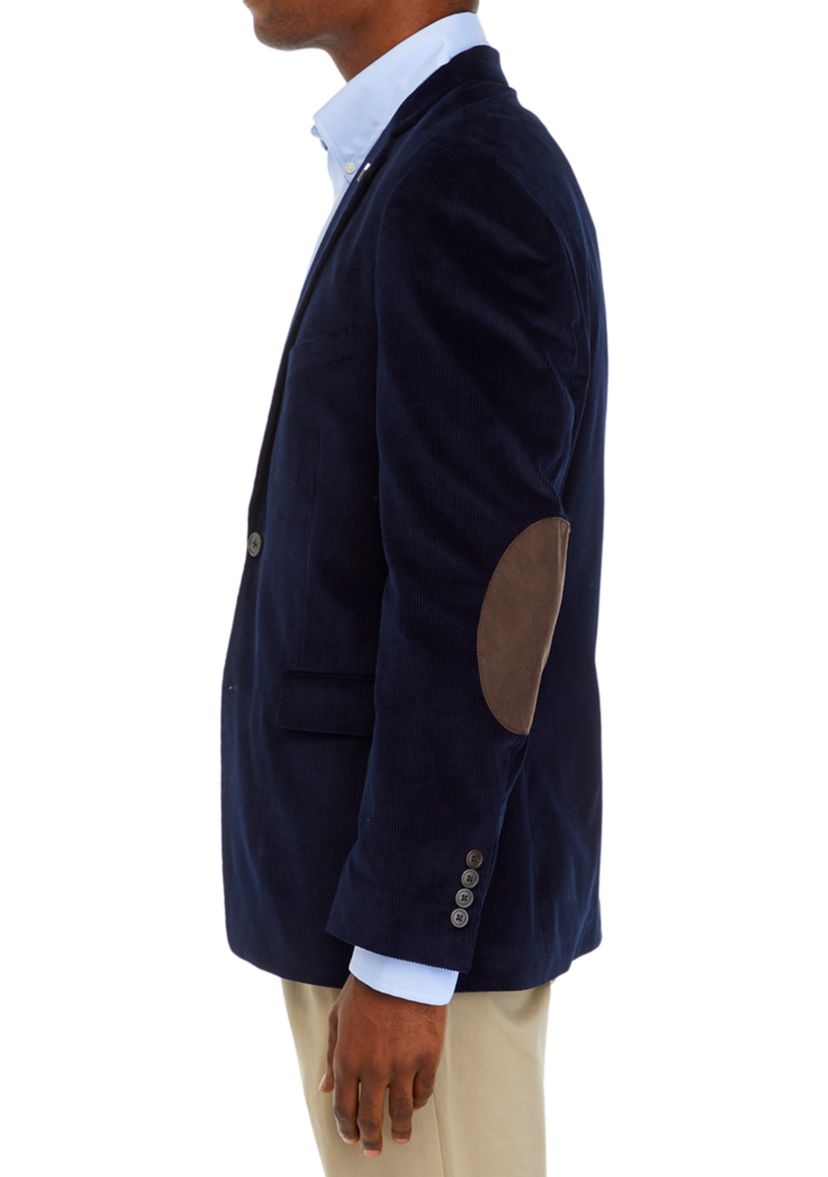 Navy Corduroy Sport Coat with Brown Faux Suede Elbow Patch