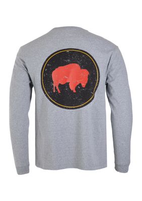 Men's Long Sleeve Bison Patch Graphic T-Shirt