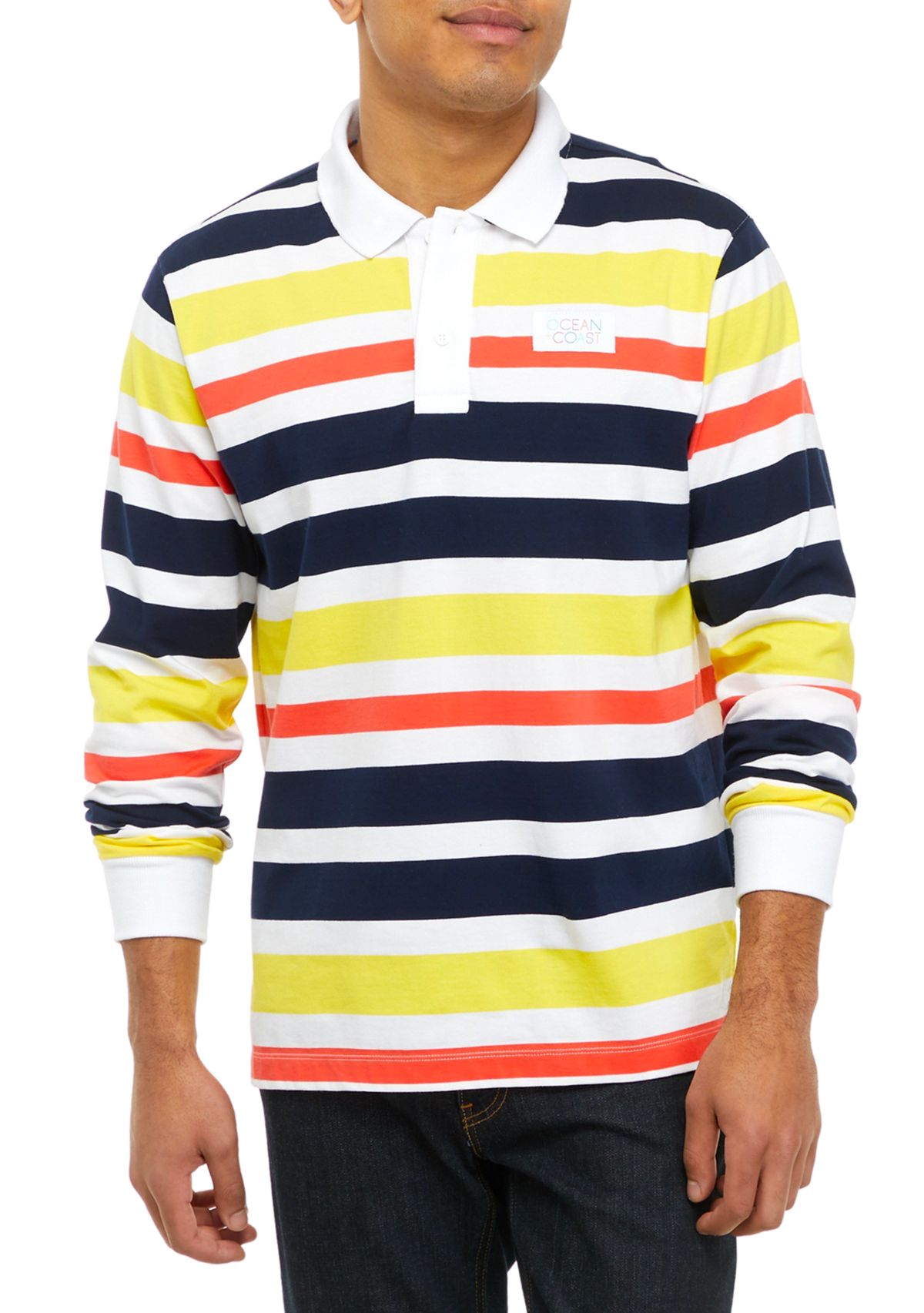 Long Sleeve Rugby Stripe Polo Shirt 