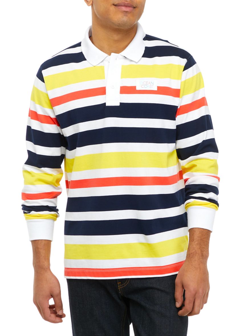 Long Sleeve Rugby Stripe Polo Shirt 