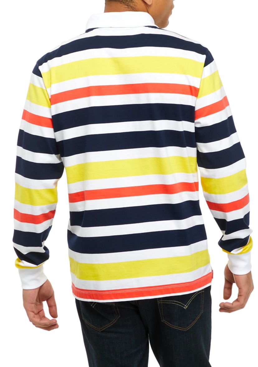 Long Sleeve Rugby Stripe Polo Shirt 