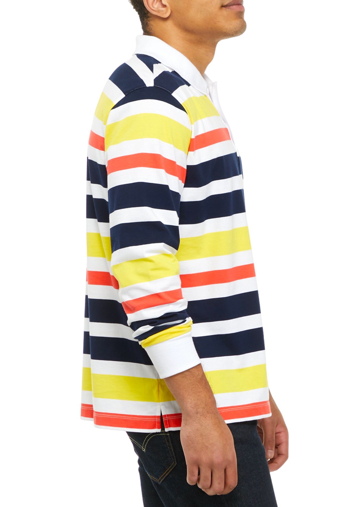 Long Sleeve Rugby Stripe Polo Shirt 