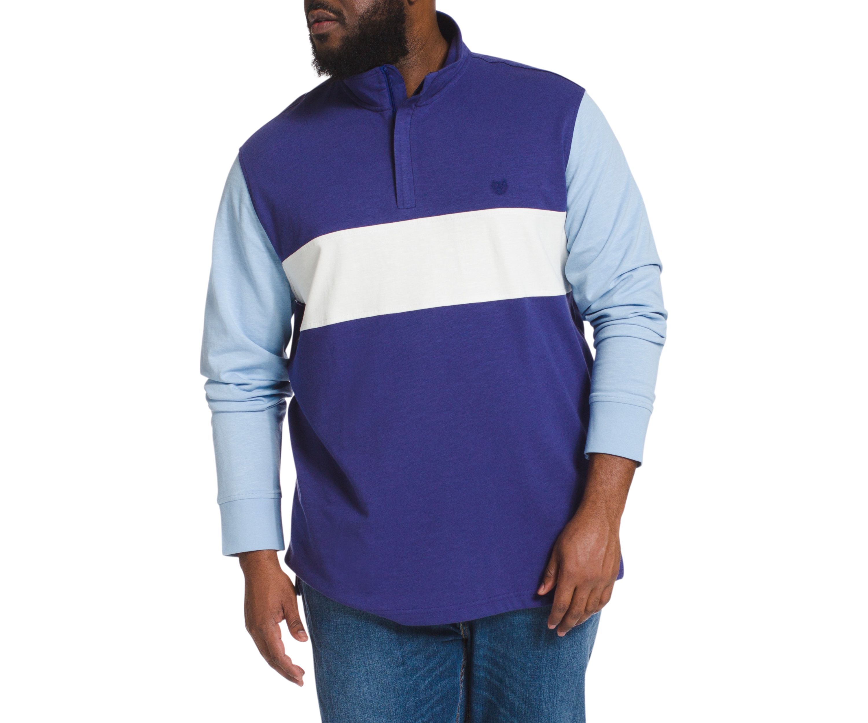 Big & Tall Long Sleeve Quarter Zip Mock Neck Birdseye Knit Pullover