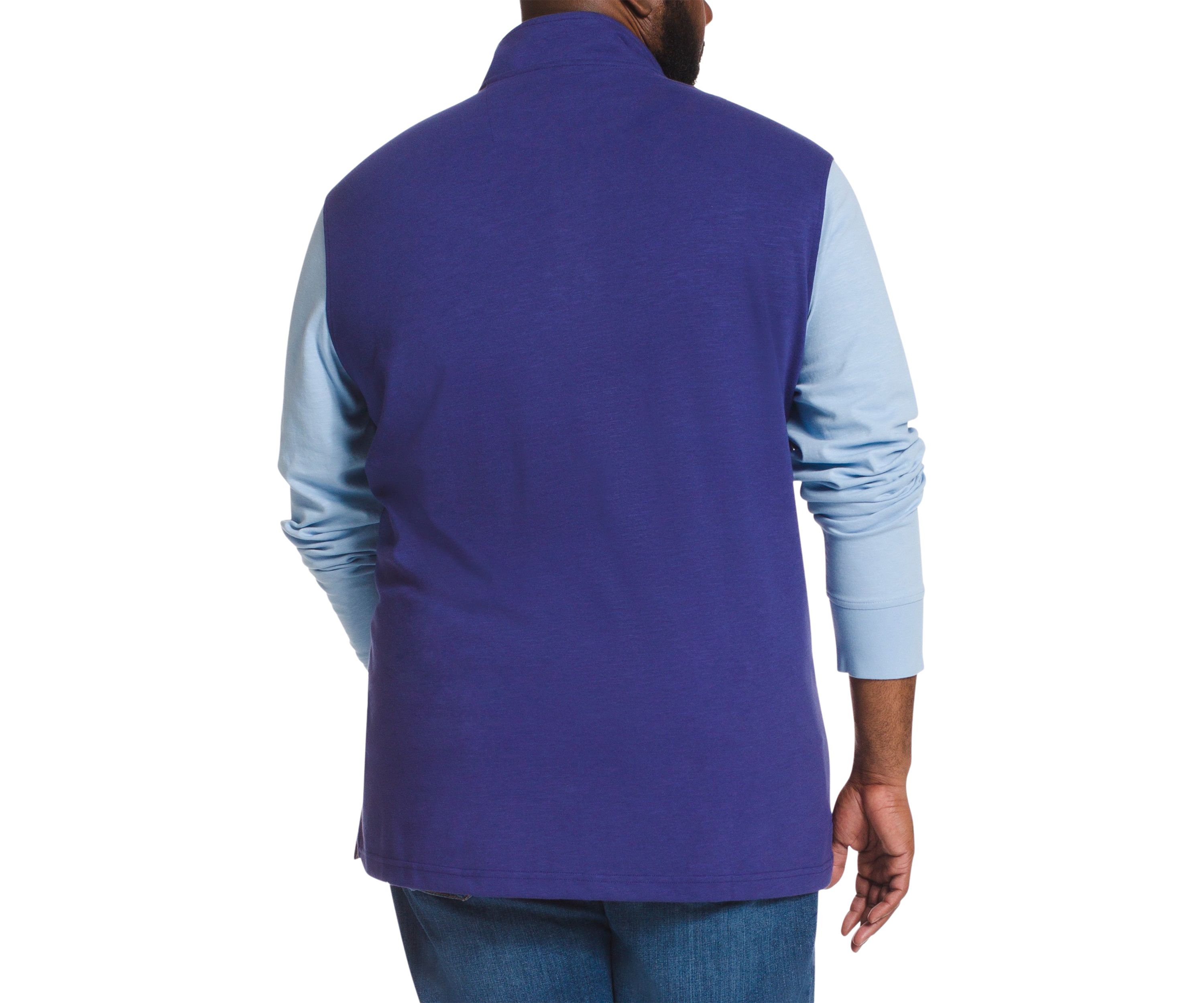 Big & Tall Long Sleeve Quarter Zip Mock Neck Birdseye Knit Pullover